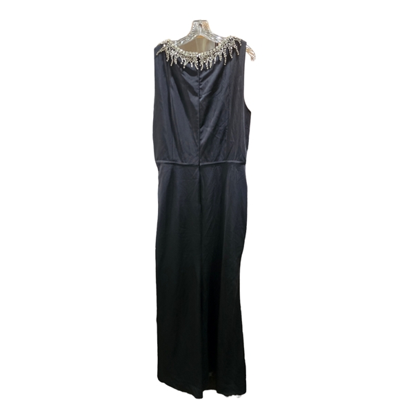 Mac Duggal SLEEVELESS RHINESTONE COLLAR COLUMN GOWN In Black Size 14 New W/ Defe - Picture 6 of 10